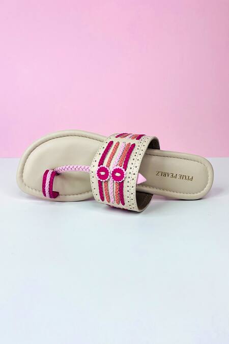 Pixie Pearlz_Ivory Hand Braided Bloom Juttis _Online_at_Aza_Fashions