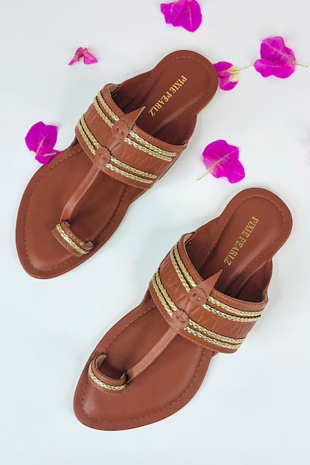 Pixie Pearlz Mocha Dust Kolhapuri Flats 