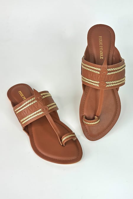 Pixie Pearlz Mocha Dust Kolhapuri Flats 