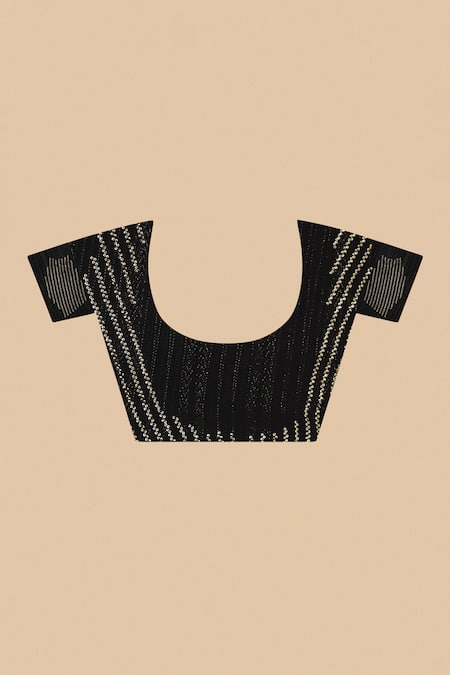 Buy_Two Sisters By Gyans_Black Georgette Sequins Embroidered Saree With Unstitched Blouse Piece 