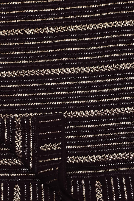 Shop_Two Sisters By Gyans_Black Georgette Sequins Embroidered Saree With Unstitched Blouse Piece 