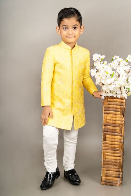 Little Brats Flower Embroidered Sherwani Set 