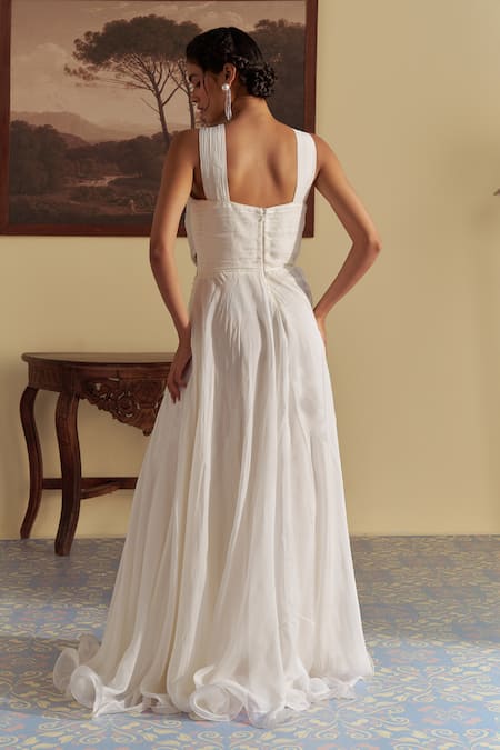 Jade By Ashima Reverie Pearl & Crystal Bead Embellished Halter Neck Gown 