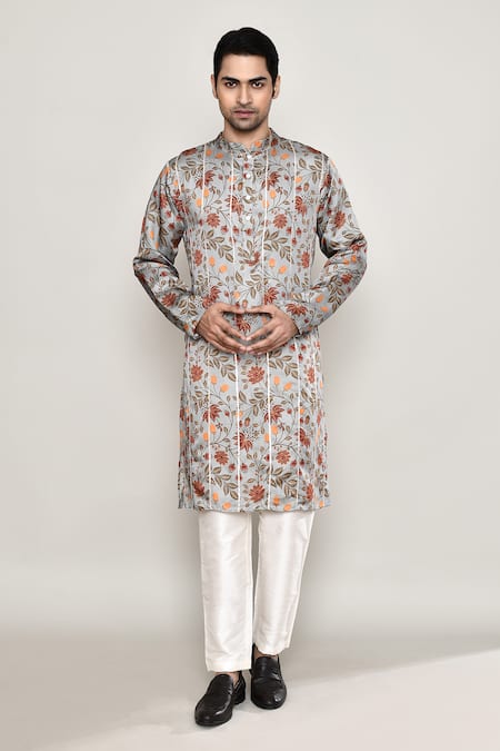 Buy Arihant Rai Sinha Multi Color Cotton, Silk Gota Patti, Embroidery Vine Print Kurta Buy_Arihant Rai Sinha_Multi Color Cotton, Silk Gota Patti, Embroidery Vine Print Kurta