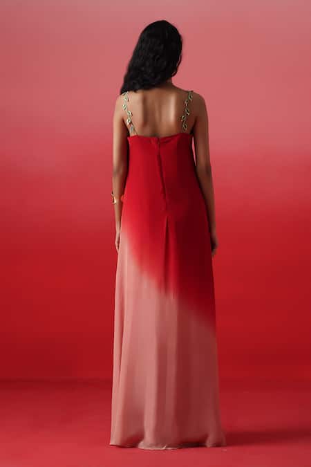 Kavitha Gutta Blume Blossom Sunset Embroidered Ombre Maxi Dress 