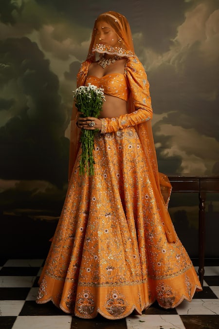 Kavitha Gutta Amber Radiance Zari Embroidered Lehenga Set 