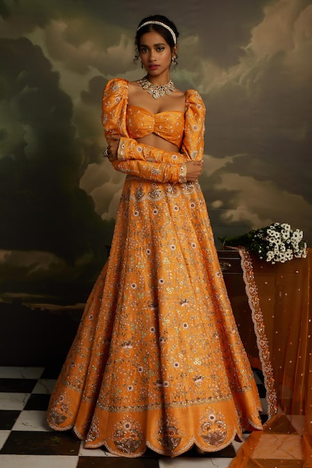 Kavitha Gutta Amber Radiance Zari Embroidered Lehenga Set 