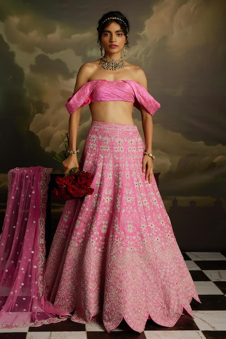 Kavitha Gutta Rosy Radiance Zari Embroidered Lehenga Set 