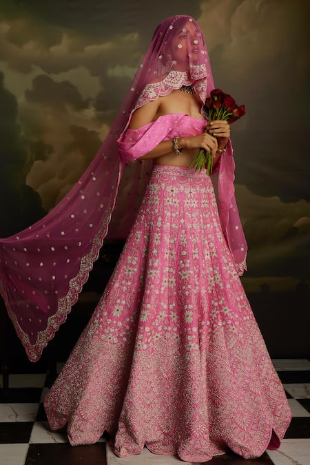 Kavitha Gutta Rosy Radiance Zari Embroidered Lehenga Set 