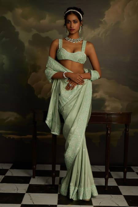 Kavitha Gutta Swarovski Crystal Luxe Embroidered Saree With Blouse 