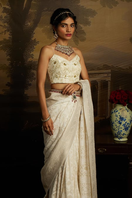 Kavitha Gutta Grace Chikankari Embroidered Saree With Blouse 