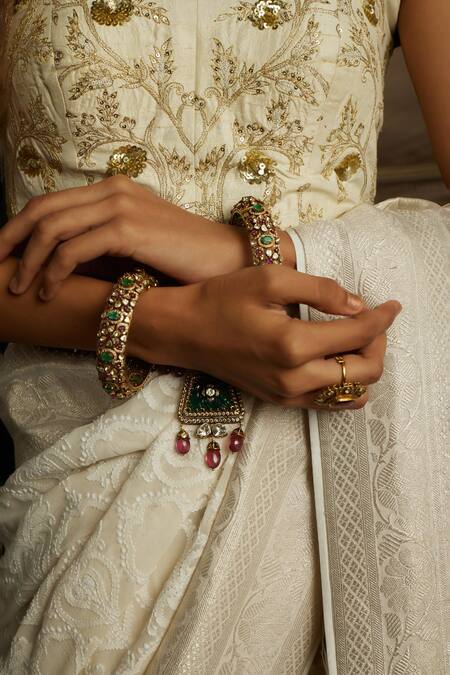 Buy Kavitha Gutta White Chanderi , Sequins, Zari, Grace Chikankari Saree With Blouse Online at Aza Fashions Buy_Kavitha Gutta_White Chanderi , Sequins, Zari, Grace Chikankari Saree With Blouse _Online_at_Aza_Fashions