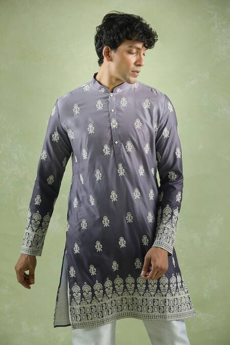 Buy Arihant Rai Sinha Purple Cotton Embroidery Phool Thread Shaded Kurta Online at Aza Fashions Buy_Arihant Rai Sinha_Purple Cotton Embroidery Phool Thread Shaded Kurta _Online_at_Aza_Fashions