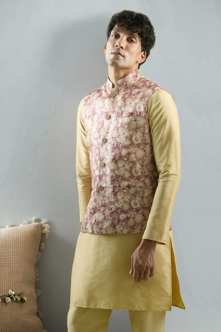 Arihant Rai Sinha Bloom Pattern Jacquard Bundi 