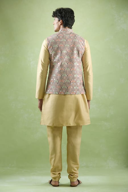 Shop Arihant Rai Sinha Brown Cotton Sequins, Embroidery Thread And Bundi at Aza Fashions Shop_Arihant Rai Sinha_Brown Cotton Sequins, Embroidery Thread And Bundi _at_Aza_Fashions