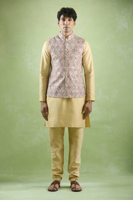 Arihant Rai Sinha Brown Cotton Sequins, Embroidery Thread And Bundi Online at Aza Fashions Arihant Rai Sinha_Brown Cotton Sequins, Embroidery Thread And Bundi _Online_at_Aza_Fashions