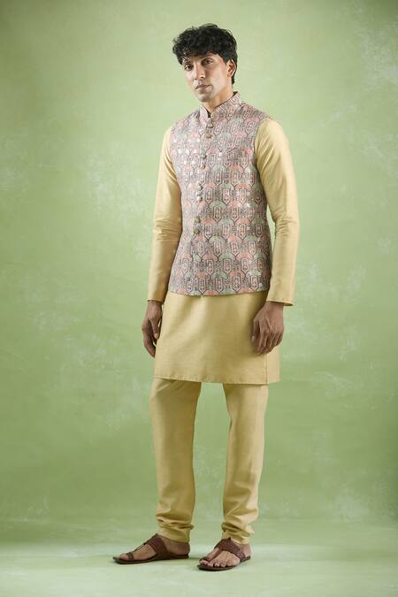 Buy Arihant Rai Sinha Brown Cotton Sequins, Embroidery Thread And Bundi Online at Aza Fashions Buy_Arihant Rai Sinha_Brown Cotton Sequins, Embroidery Thread And Bundi _Online_at_Aza_Fashions