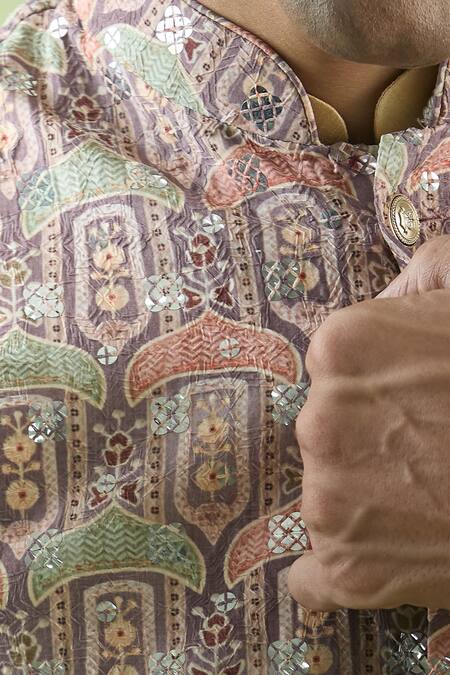 Buy Arihant Rai Sinha Brown Cotton Sequins, Embroidery Thread And Bundi Buy_Arihant Rai Sinha_Brown Cotton Sequins, Embroidery Thread And Bundi