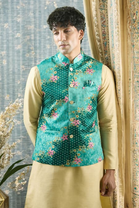 Aryavir Malhotra Bloom Vine Print & Embroidered Bundi 