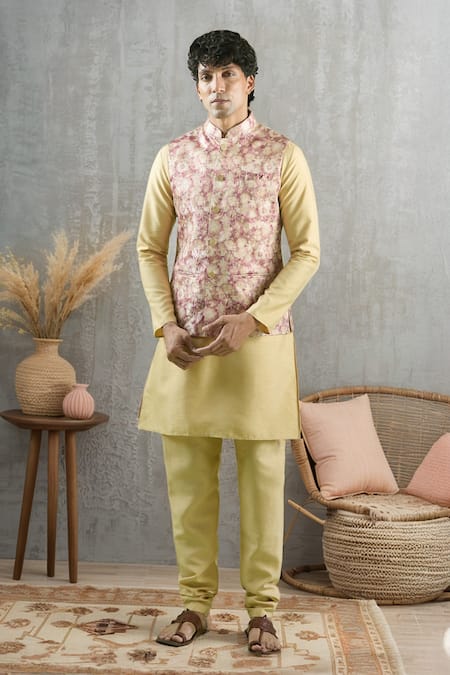 Arihant Rai Sinha Woven Floral Bundi Kurta Set 
