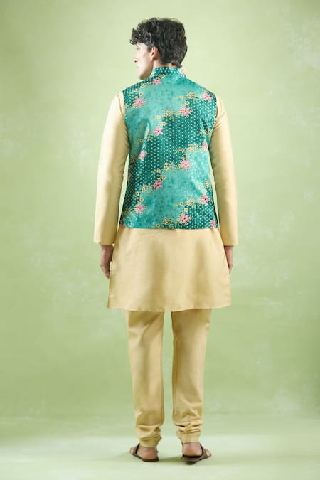 Arihant Rai Sinha Floral Woven Gradient Bundi Kurta Set 