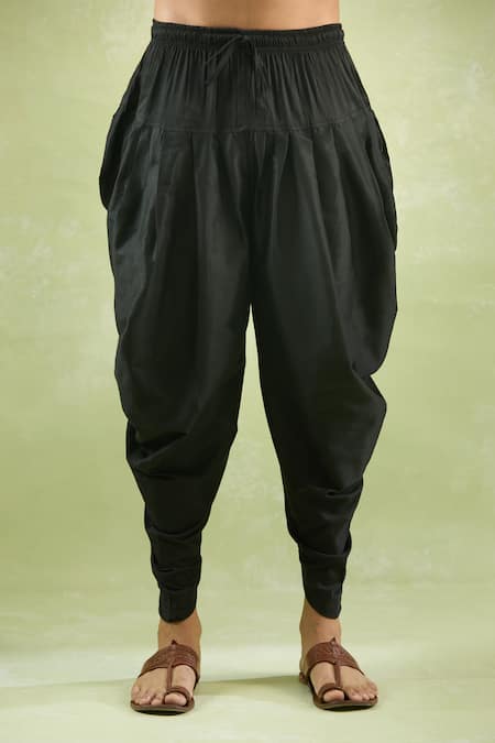 Arihant Rai Sinha_Black Cotton Embroidery Warli Kurta With Peshawari Dhoti Pant _at_Aza_Fashions