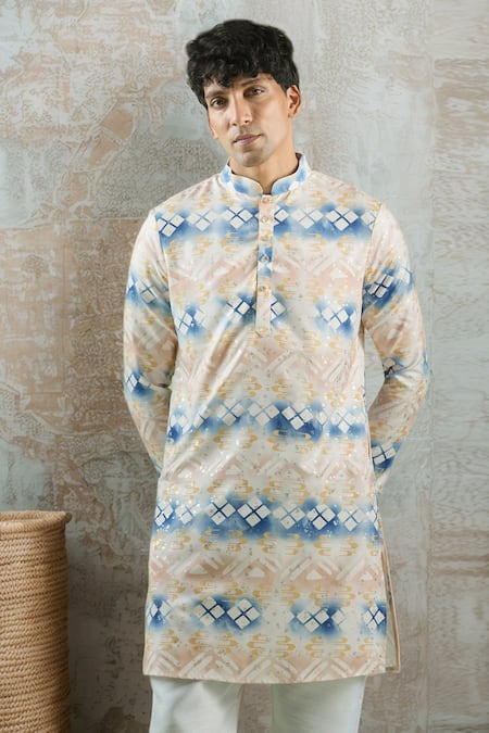 Aryavir Malhotra Foil Print Kurta 