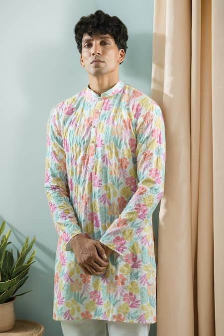 Aryavir Malhotra Multicolor Threadwork Kurta 