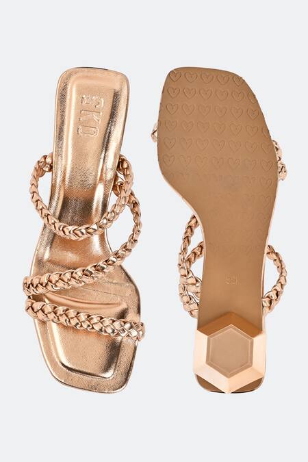 Sko_Rose Gold Mia Braided Strap Heels_Online_at_Aza_Fashions