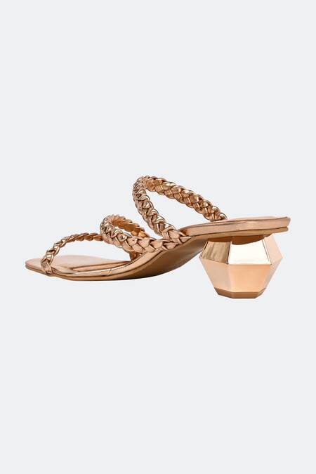 Buy_Sko_Rose Gold Mia Braided Strap Heels_Online_at_Aza_Fashions
