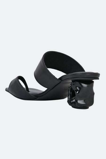 Sko_Black Amor Vegan Leather Heels_at_Aza_Fashions