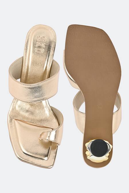 Sko_Gold Dahlia Abstract Strap Heels_Online_at_Aza_Fashions