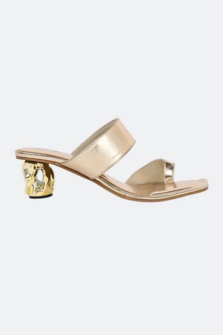 Buy_Sko_Gold Dahlia Abstract Strap Heels_Online_at_Aza_Fashions