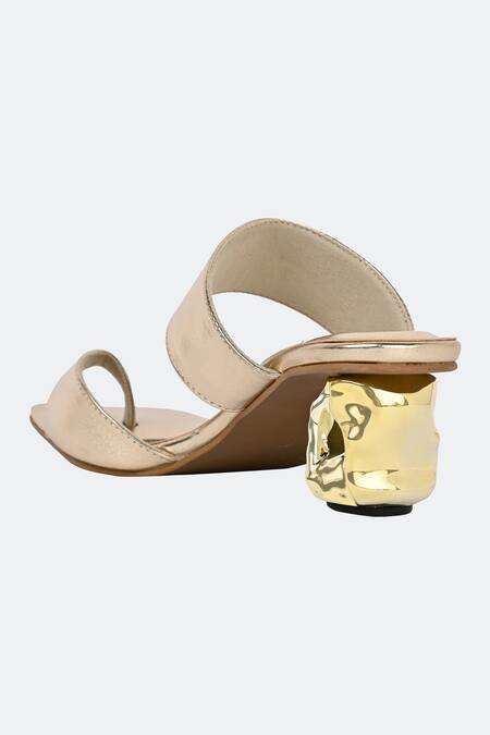 Sko_Gold Dahlia Abstract Strap Heels_at_Aza_Fashions
