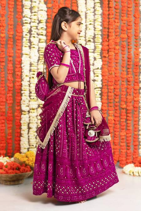 Buy_Free Sparrow_Purple Georgette And Net Embroidery Sequin Lehenga Set_Online_at_Aza_Fashions
