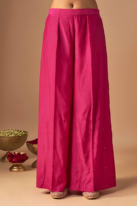 Cupid Cotton_Pink Silk, Cotton Sequins, Zari Gulshan Zardosi Embroidered Kurta With Sharara _Online_at_Aza_Fashions