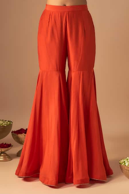 Cupid Cotton Orange Organza, Cotton Zari, Lace, Sukoon Zardosi Kurta With Gharara Online at Aza Fashions Cupid Cotton_Orange Organza, Cotton Zari, Lace, Sukoon Zardosi Kurta With Gharara _Online_at_Aza_Fashions