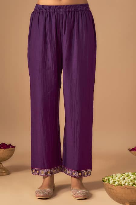 Cupid Cotton Purple Organza, Chanderi Silk Sequins, Embroidery Ibdita Resham Kurta With Pant Online at Aza Fashions Cupid Cotton_Purple Organza, Chanderi Silk Sequins, Embroidery Ibdita Resham Kurta With Pant _Online_at_Aza_Fashions
