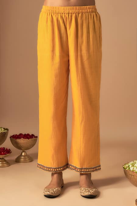 Cupid Cotton Yellow Organza, Chanderi Silk Sequins, Jhilmil Pitta Embroidered Kurta With Pant Online at Aza Fashions Cupid Cotton_Yellow Organza, Chanderi Silk Sequins, Jhilmil Pitta Embroidered Kurta With Pant _Online_at_Aza_Fashions
