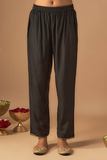 Buy_Cupid Cotton_Black Organza, Cotton, Silk Sequins, Shabnam Jaal A-line Kurta With Pant _Online_at_Aza_Fashions