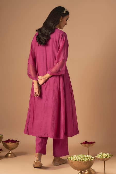 Cupid Cotton Jheel Floral Embroidered A-Line Kurta With Pant 