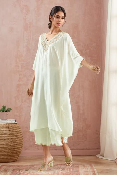 Kanika Sharma Floral Embroidered Yoke Kaftan With Palazzo 