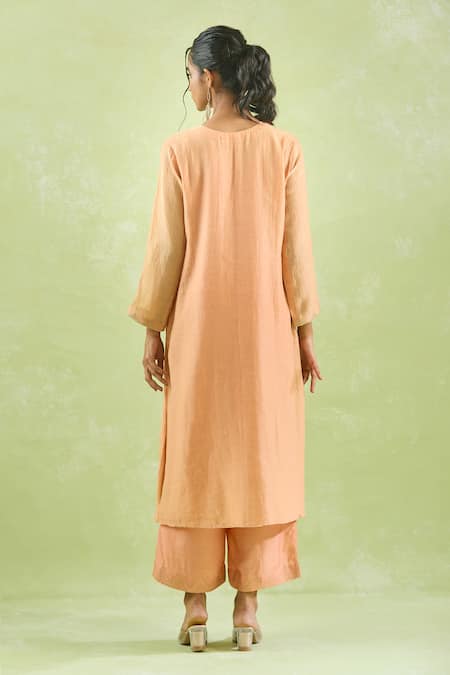 Kanika Sharma Peach Chanderi Silk Kurta Set For Kids