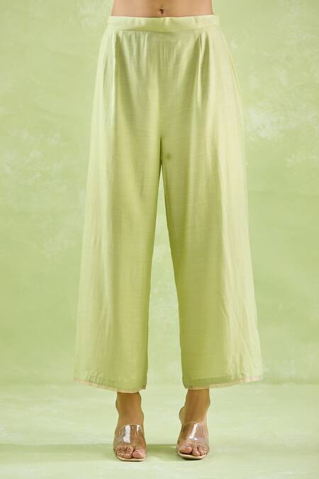 Shop_Kanika Sharma_Green Chanderi Silk, Modal Gota Patti, Embroidery Floral Kurta Set For Kids_Online_at_Aza_Fashions