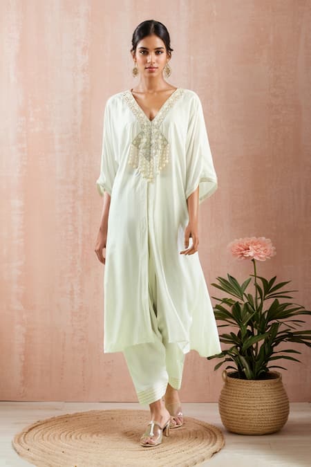 Kanika Sharma Floral Embroidered Asymmetric Kurta With Pant 