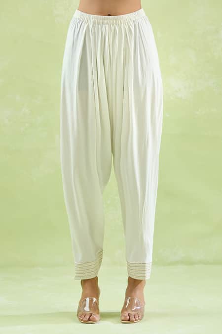 Buy_Kanika Sharma_White Modal Embroidery Floral Asymmetric Kurta Set For Kids_Online_at_Aza_Fashions