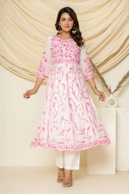 Pheeta Floral Aari Embroidered Anarkali & Pant Set 