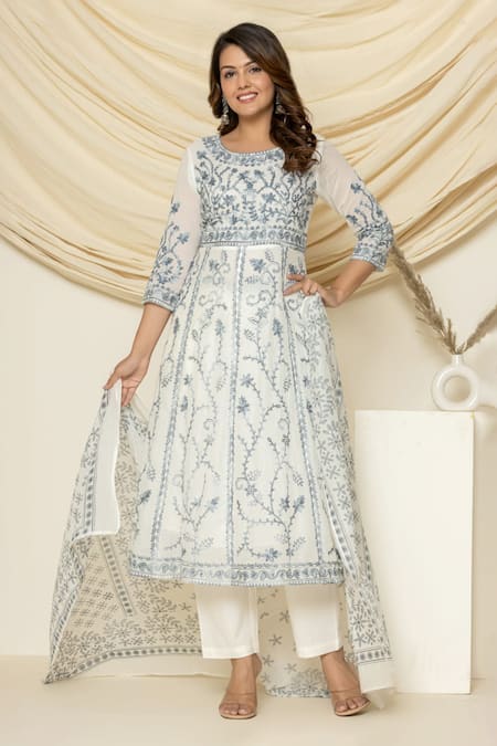 Pheeta Aari Embroidered Kalidar Anarkali & Pant Set 