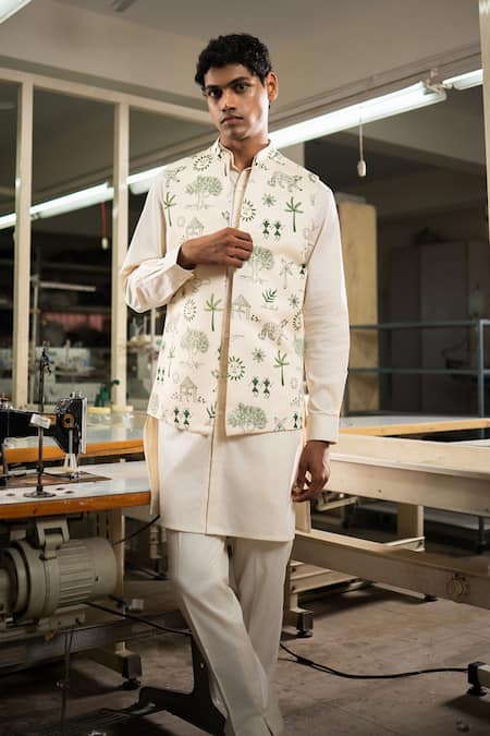 Project Bandi Tropical Print Bundi & Kurta Set 