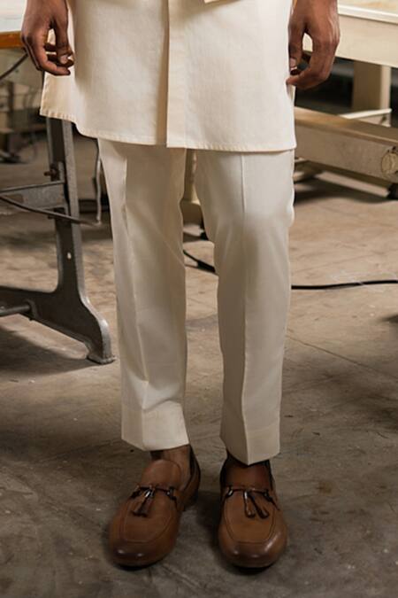 Buy_Project Bandi_White Bundi Linen Satin Printed Tropical And Kurta Set _Online_at_Aza_Fashions